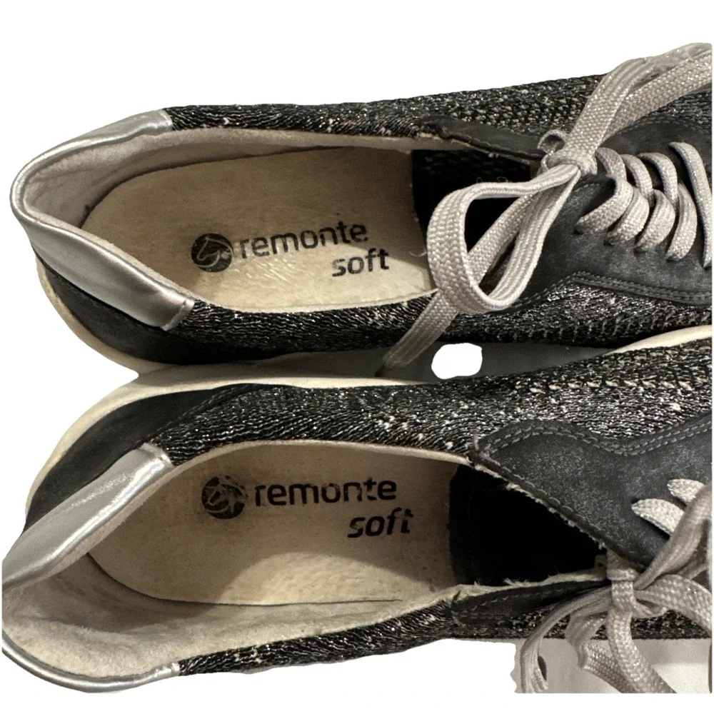 Remonte Soft Knit Sneakers Women Sz 7 Gray Comfort Walking Casual Coastal Chic